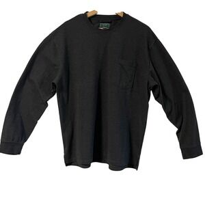 Woolrich Green Label Mens Long Sleeve Pocket T-Shirt Charcoal Gray Large L